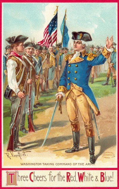 George Washington taking command of the army by American School